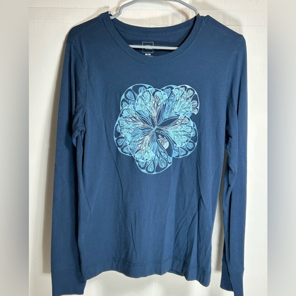 The North Face Tops - The North Face Blue Long Sleeve Floral Tee Size M